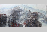 DZJ005丁竹君 青山不老  138x68cm 宣纸